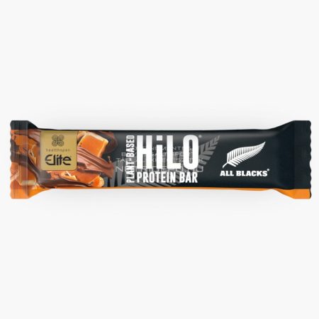 Healthspan Elite All Blacks HiLO vegán fehérjeszelet - 60g - Csokoládé & Sós karamell